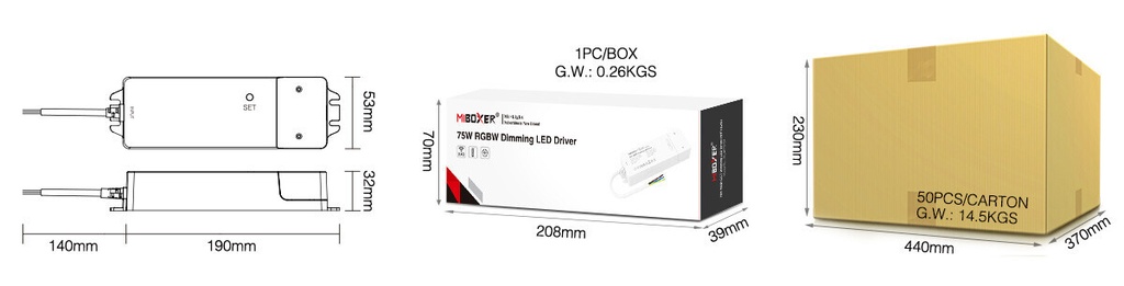 Mi-light CL4-P60V12 60W RGBW Dimming LED Driver + PUSH (2.4G) - Image 4