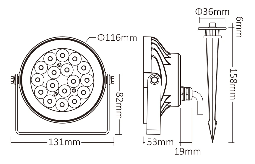 Mi-Light FUTC01 24V 9W RGB+CCT LED Garden Light (2.4G) - Image 6