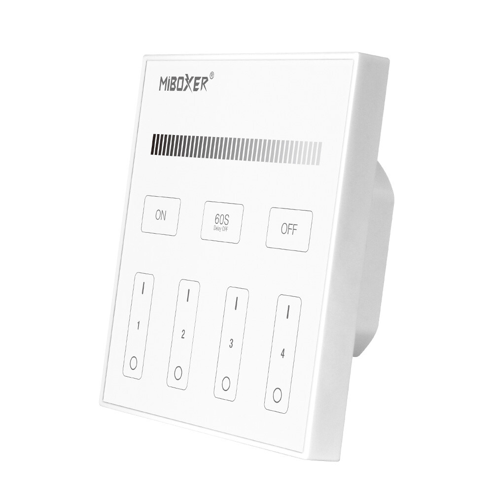 Mi-light T1 Enkeltfarvet vægcontroller touchpanel 4 zoner 2,4GHZ 230V