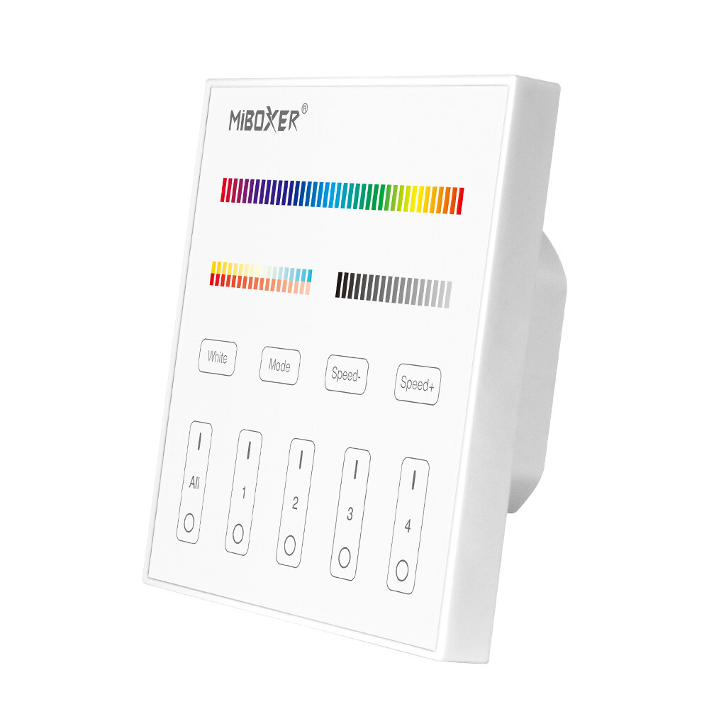 Mi-light T4 RGB+CCT väggkontroller touchpanel 4 zoner 2,4Ghz 230V
