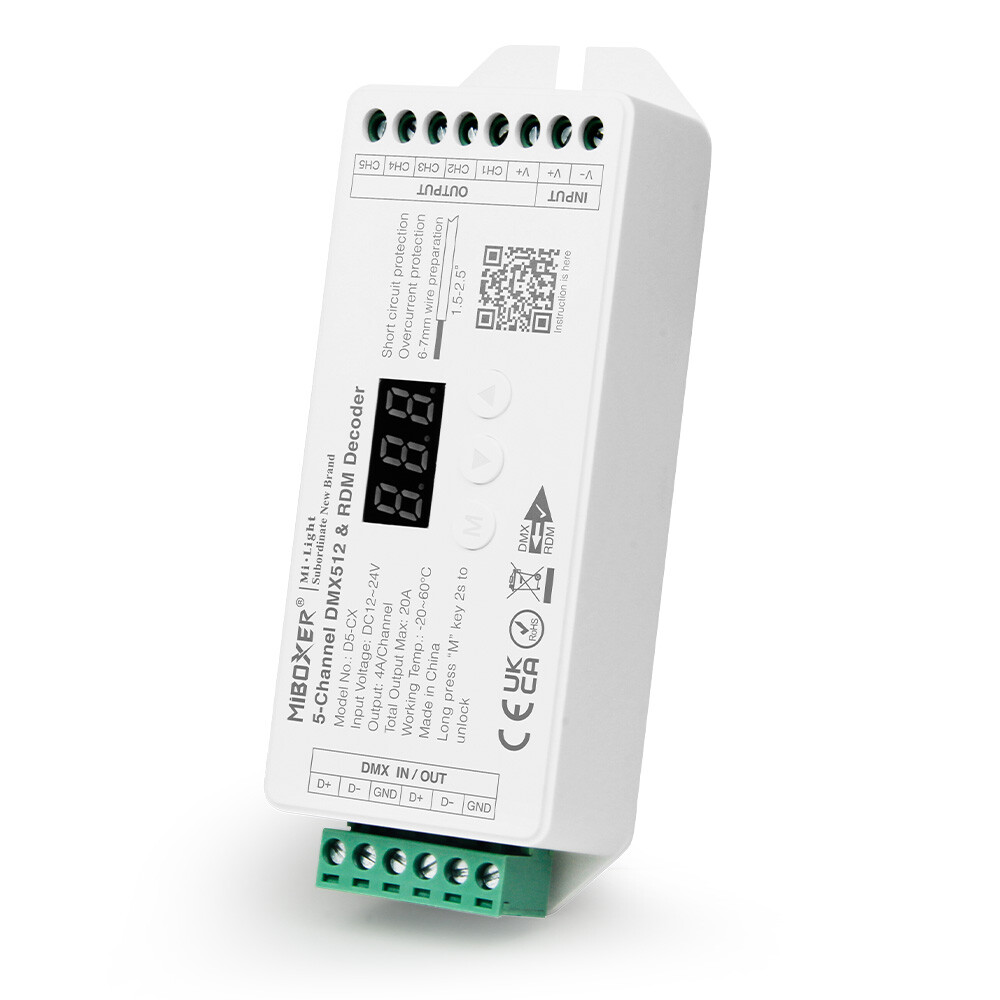 Mi-Light D5-CX 5-kanals konstant spänning DMX512 & RDM-avkodare
