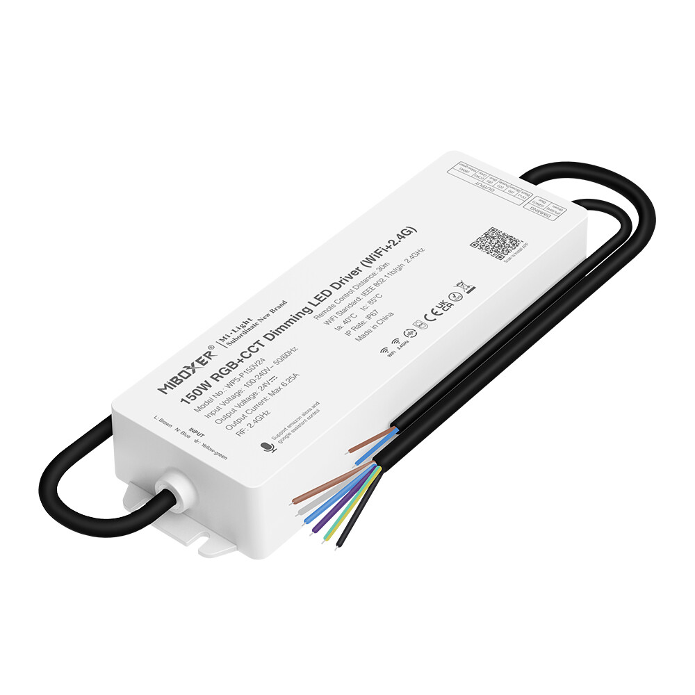 Mi-light WP5-P150V24 150W RGB+CCT kontroller med transformator IP67 (WiFi+2.4G+DMX512)