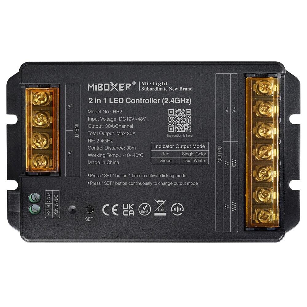 Mi-Light HR2 2 in 1 LED ohjain Max 30A (2,4 GHz + Push)