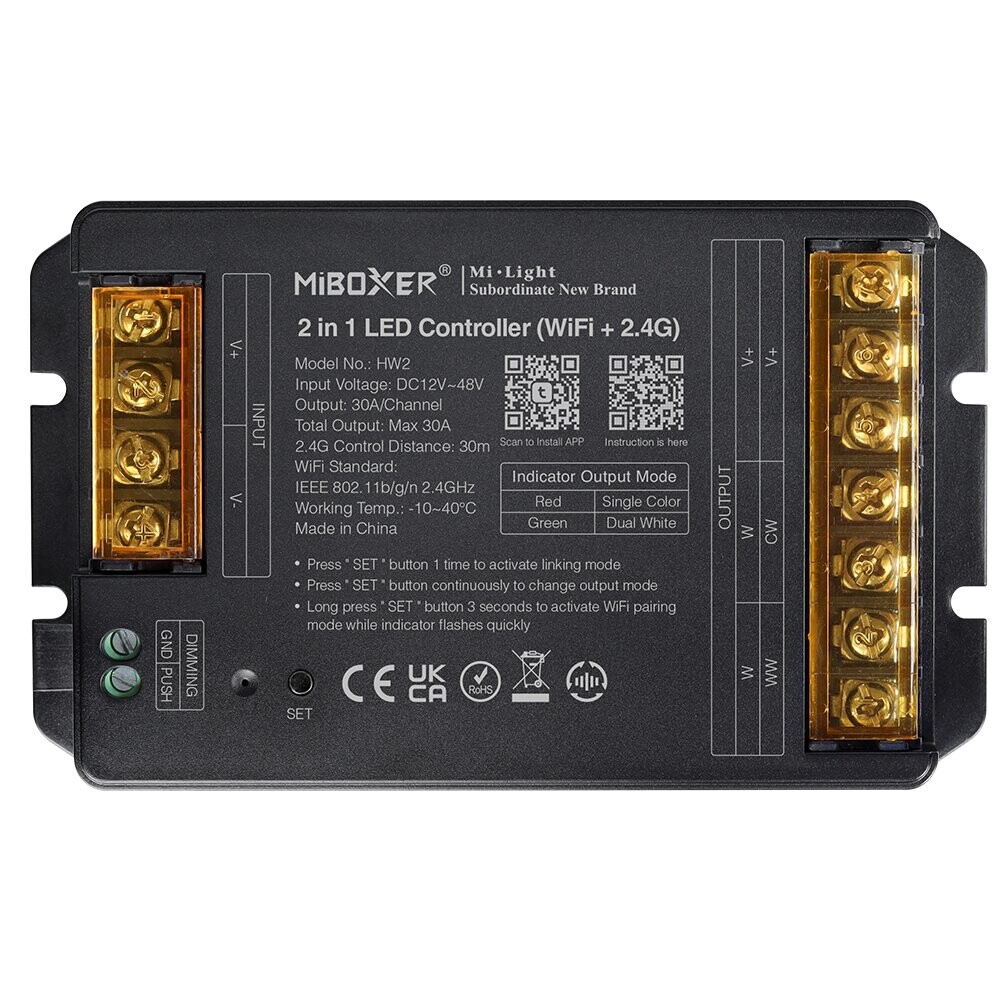 Mi-Light HW2 2 in 1 LED Kontroller Max 30A (WiFi + 2.4G + Push)