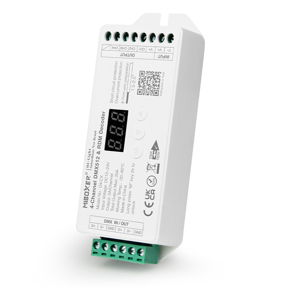 Mi-Light D4-CX DMX512 4-kanals konstant spänning DMX512 & RDM-avkodare (DMX 512)