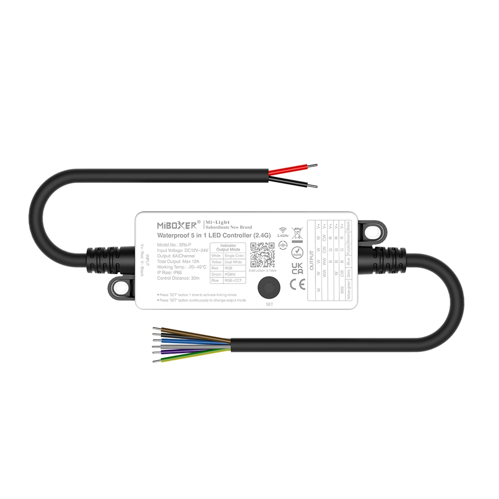 Mi-Light SR5-P Vedenpitävä 5-in-1 LED-ohjain (2.4GHz DMX512)