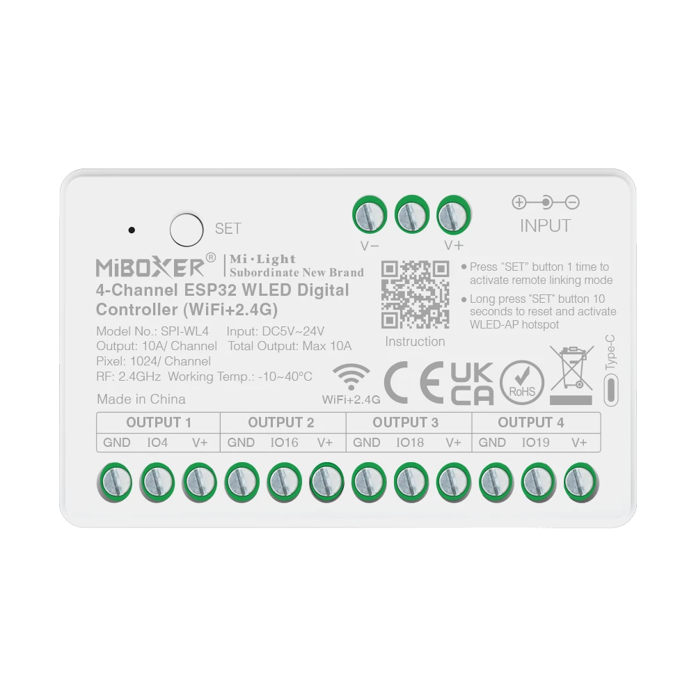 Mi-Light SPI-WL4 4-kanavainen ESP32 WLED digitaalinen ohjain (WiFi+2.4G)